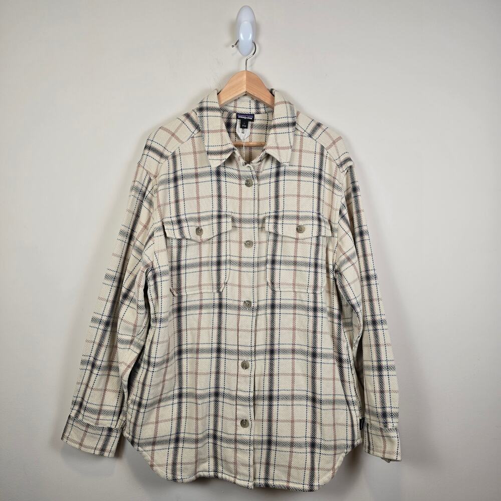 Patagonia Womens Size L Fjord Loft Overshirt Jacket Tree Top Pumice 42430